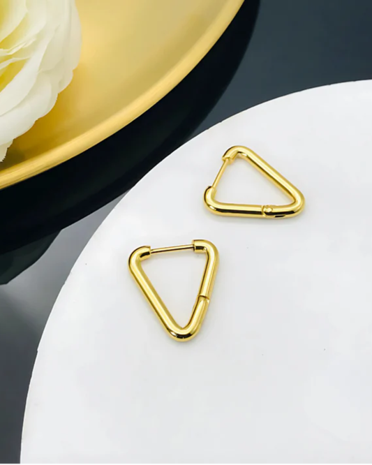 Golden Geo Triangle Hoops