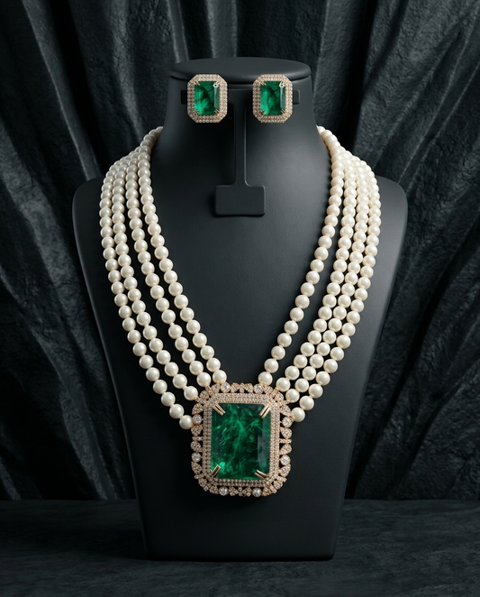 Emerald Pearl Luxe Necklace Set