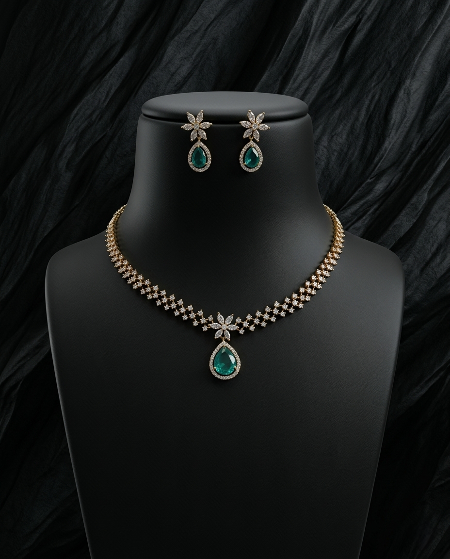 Neerja Blossom AD Necklace Set