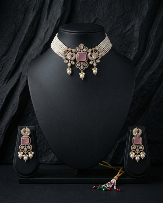 Anvisha Pearl Choker Set - View 2 | Zestro Luxury Jewellery