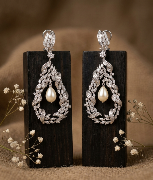 Evania CZ Pearl Earrings