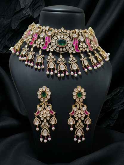 Raghuvanshi Choker Necklace Set - View 2 | Zestro Luxury Jewellery