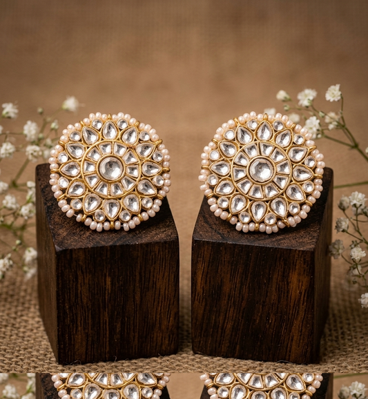 Vanya Kundan Pearl Studs
