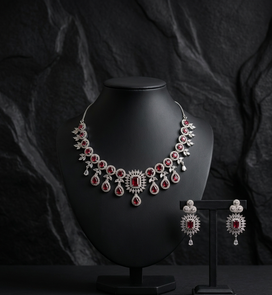 Ruby Aashi AD Necklace Set