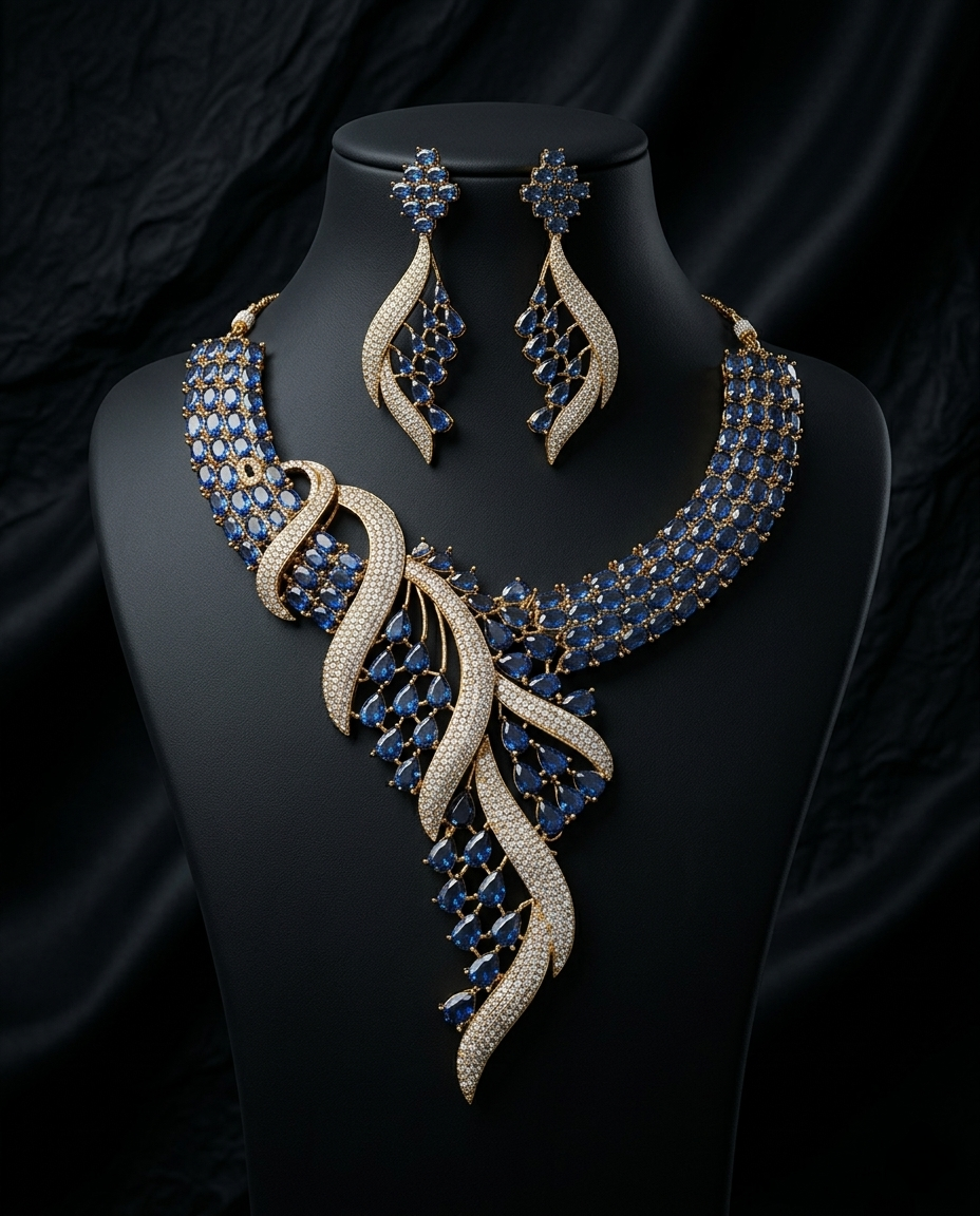 Leaf Cascade Necklace Set