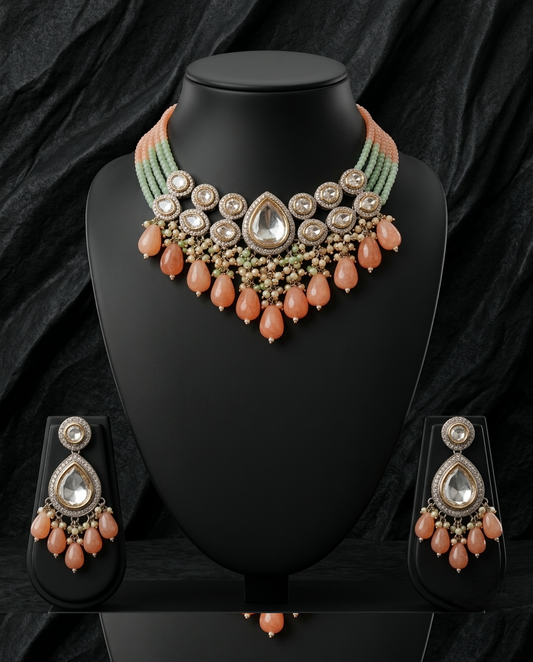 Coraléa Polki Necklace Set