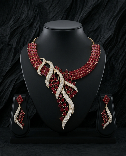 Leaf Cascade Necklace Set