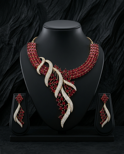 Leaf Cascade Necklace Set