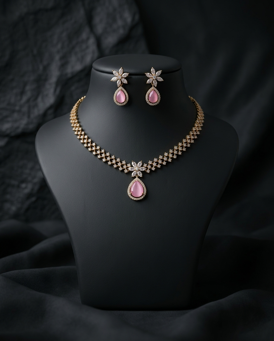 Neerja Blossom AD Necklace Set
