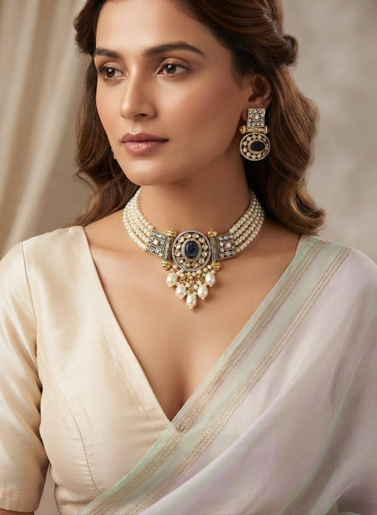 Neelambara Pearl Choker Set