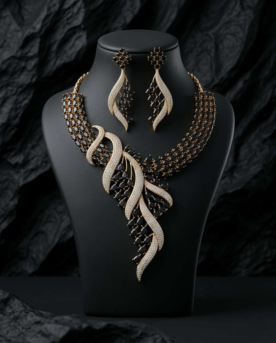 Leaf Cascade Necklace Set
