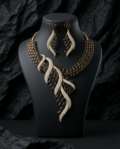 Leaf Cascade Necklace Set