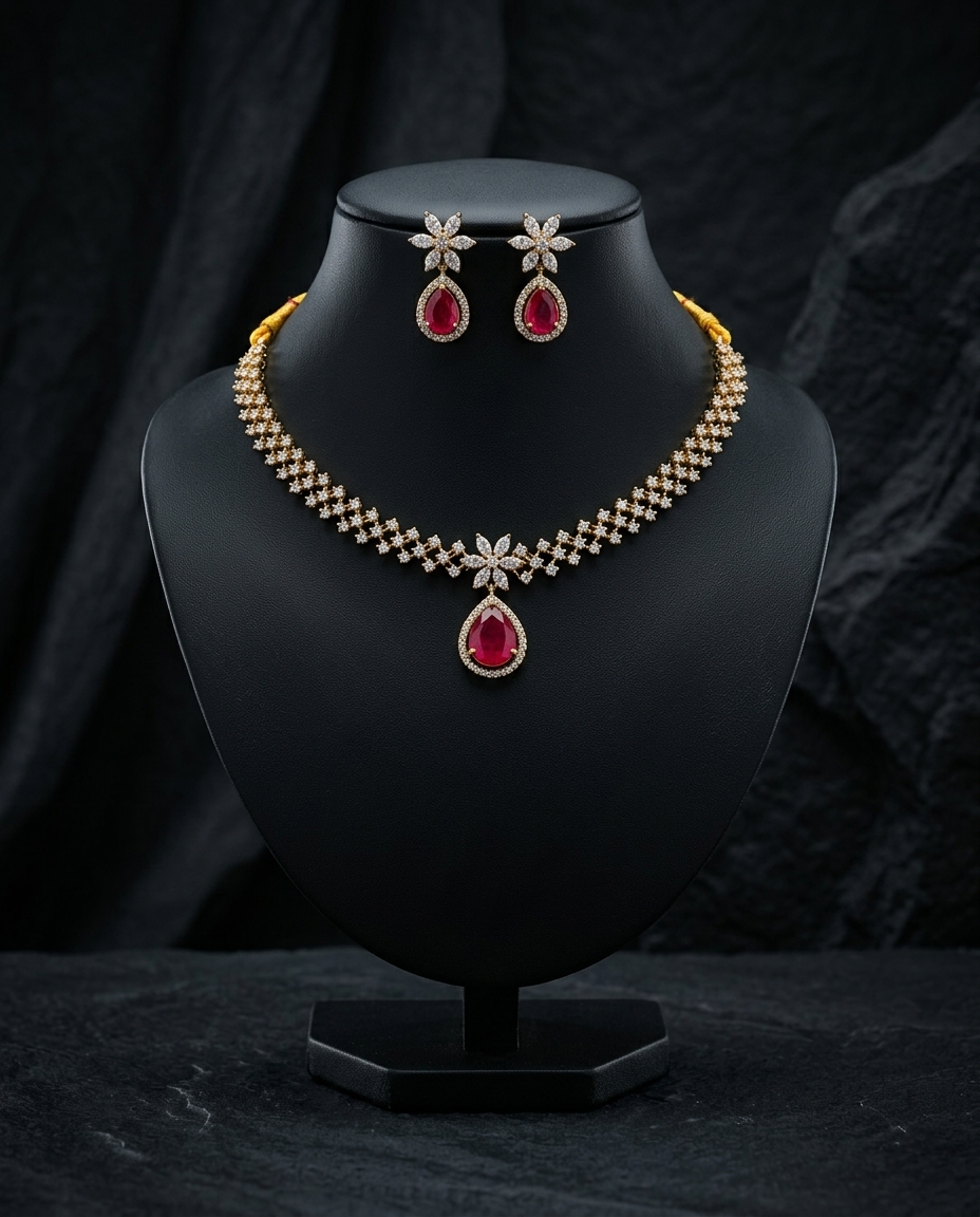 Neerja Blossom AD Necklace Set