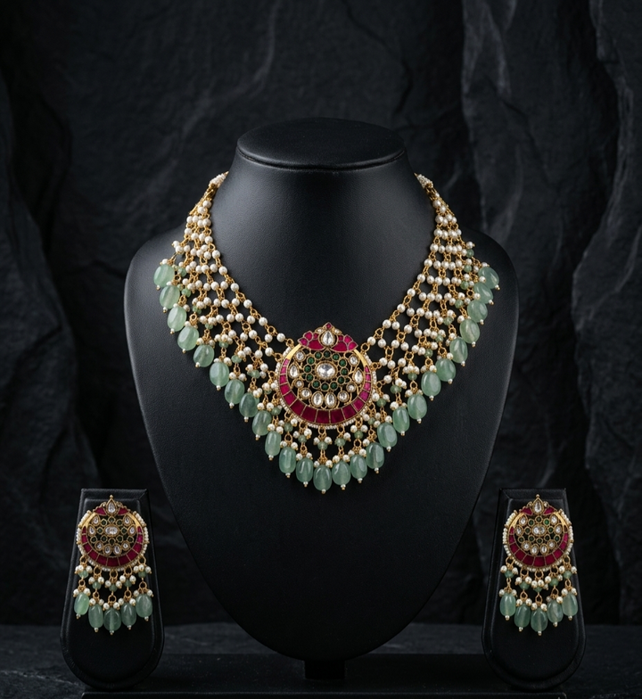 Aadhvika Jadau Jaal Necklace Set