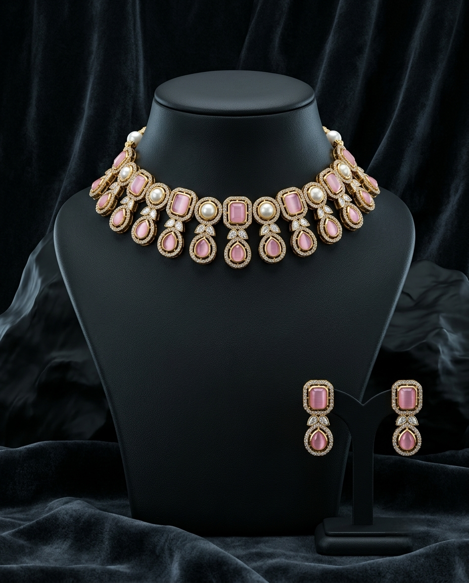 Anvisha Necklace Set - View 3 | Zestro Luxury Jewellery