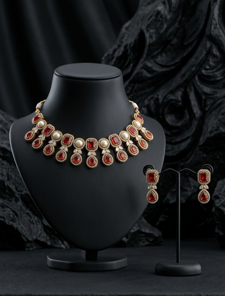 Anvisha Necklace Set - View 2 | Zestro Luxury Jewellery