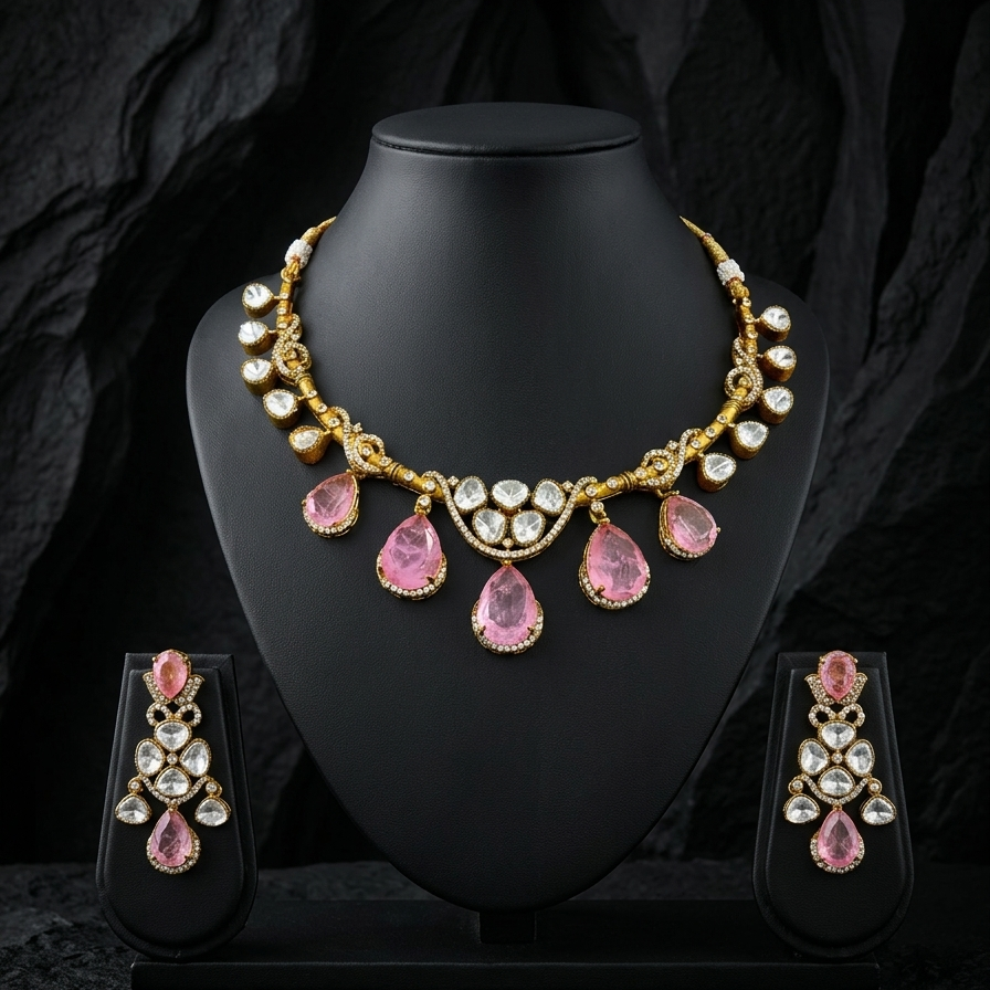 Aureline Heritage Necklace Set - View 3 | Zestro Luxury Jewellery
