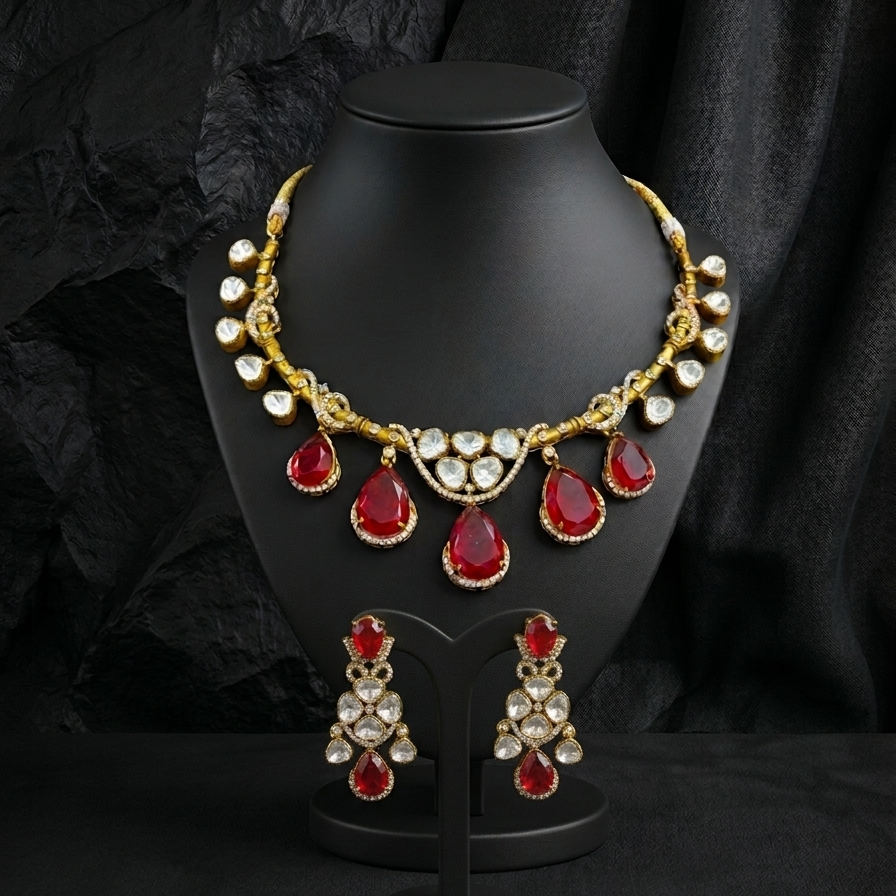 Aureline Heritage Necklace Set - View 2 | Zestro Luxury Jewellery