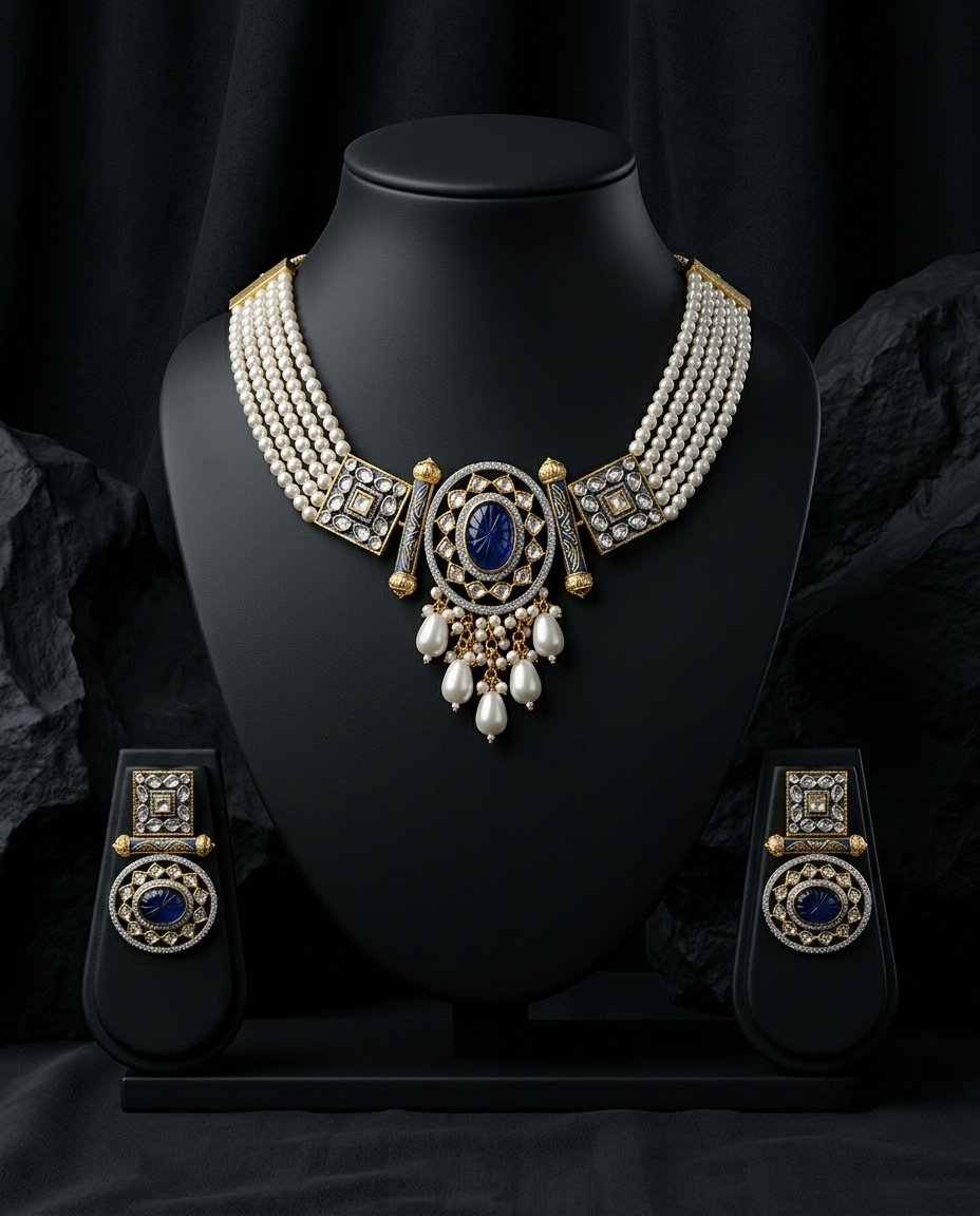 Neelambara Pearl Choker Set