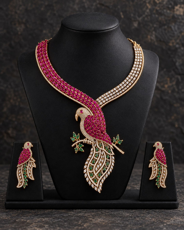 Peacock AD Statement Necklace Set