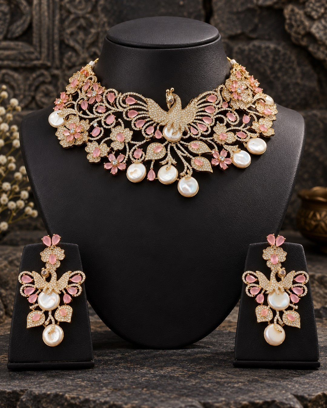 Zariya Peacock Zircon Diamonds Choker Set