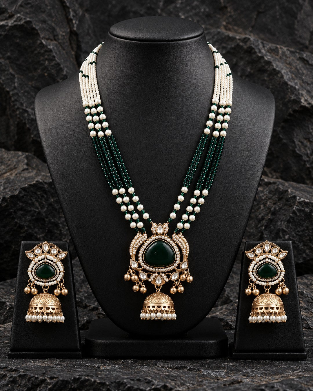 Imperial Mala Set - Emerald Green view