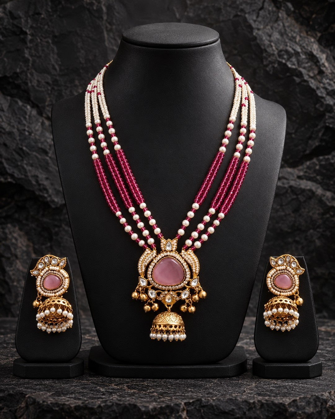 Imperial Mala Set - Pink view